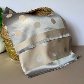 Silky Beige and Silver Spot Reversible Scarf