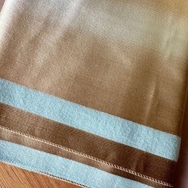 Silky Blue and Gold Border Reversible Scarf