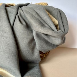 Silky Dark Grey and Gold Border Reversible Scarf