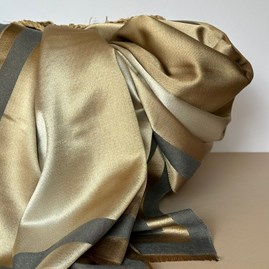 Silky Dark Grey and Gold Border Reversible Scarf