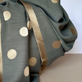 Silky Grey and Gold Spot Reversible Scarf