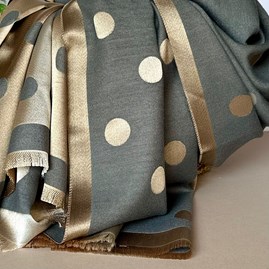 Silky Grey and Gold Spot Reversible Scarf