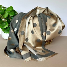 Silky Grey and Gold Spot Reversible Scarf