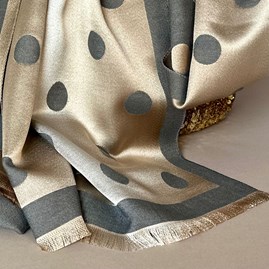 Silky Grey and Gold Spot Reversible Scarf