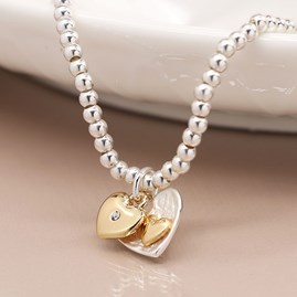 Silver and Gold Plated Double Heart Bracelet Silver and Gold Plated Double Heart Bracelet