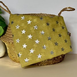 Silver Glitter Stars Scarf in Mustard Yellow Silver Glitter Stars Scarf in Mustard Yellow