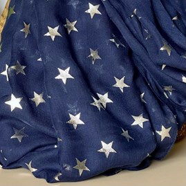 Silver Glitter Stars Scarf in Navy Blue Silver Glitter Stars Scarf in Navy Blue