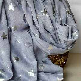 Silver Glitter Stars Scarf in Silver Grey Silver Glitter Stars Scarf in Silver Grey