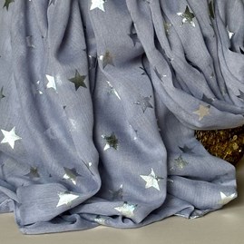 Silver Glitter Stars Scarf in Silver Grey