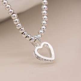 Silver Plated Open Heart Crystal Bracelet Silver Plated Open Heart Crystal Bracelet