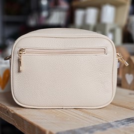 Single Zip Cross Body Bag in Beige Single Zip Cross Body Bag in Beige