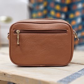 Single Zip Cross Body Bag in Brown