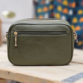 Single Zip Cross Body Bag in Dark Green