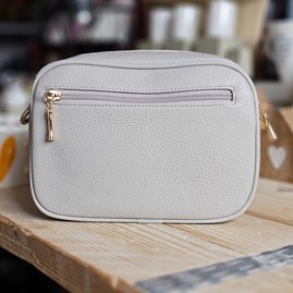 Single Zip Cross Body Bag in Light Grey