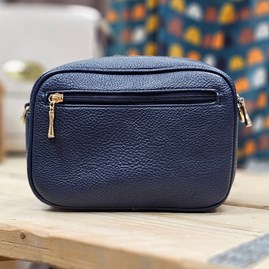 Single Zip Cross Body Bag in Navy Blue Single Zip Cross Body Bag in Navy Blue