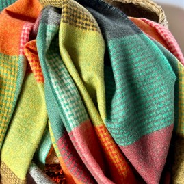 Soft Colour Block Check Scarf in Autumn Colours Soft Colour Block Check Scarf in Autumn Colours