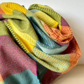 Soft Colour Block Check Scarf in Yellow & Blue Soft Colour Block Check Scarf in Yellow & Blue