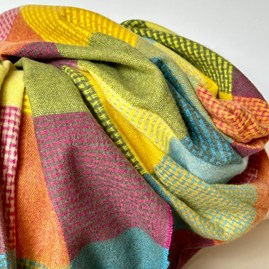Soft Colour Block Check Scarf in Yellow & Blue Soft Colour Block Check Scarf in Yellow & Blue