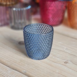 Spot Glass Blue Tea Light Holder