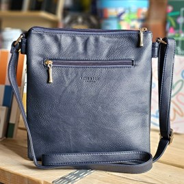 Square Multi-Zipped Cross Body Bag in Navy Blue Square Multi-Zipped Cross Body Bag in Navy Blue