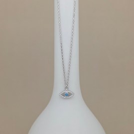 Sterling Silver and CZ Evil Eye Necklace