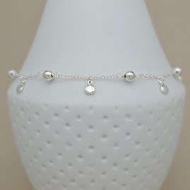 Sterling Silver Bead And Disc Anklet Sterling Silver Bead And Disc Anklet
