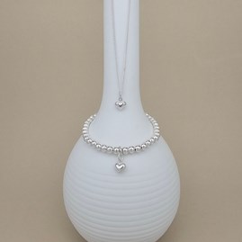 Sterling Silver Child's Heart Necklace and Bracelet Set Sterling Silver Child's Heart Necklace and Bracelet Set