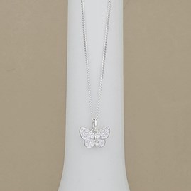 Sterling Silver CZ Butterfly Charm Necklace Sterling Silver CZ Butterfly Charm Necklace