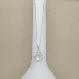 Sterling Silver Heart Within A Heart Necklace Sterling Silver Heart Within A Heart Necklace