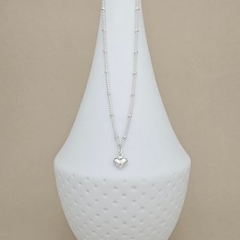 Sterling Silver Petite Heart Charm Ball Chain Necklace Sterling Silver Petite Heart Charm Ball Chain Necklace