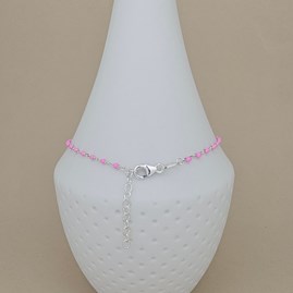 Sterling Silver Pink Enamel Bead Anklet Sterling Silver Pink Enamel Bead Anklet
