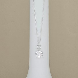 Sterling Silver Small Rose With CZ Charm Necklace Sterling Silver Small Rose With CZ Charm Necklace