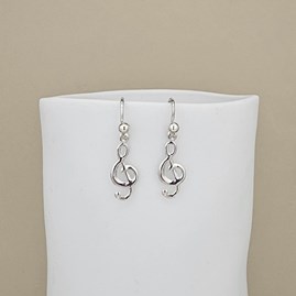 Sterling Silver Treble Clef Drop Earrings Sterling Silver Treble Clef Drop Earrings