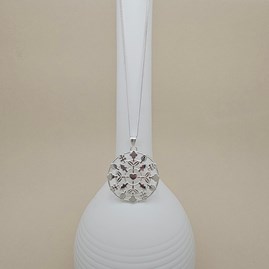 Sterling Silver Trees & Leaves Circle Charm Necklace Sterling Silver Trees & Leaves Circle Charm Necklace