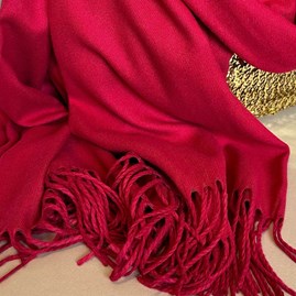 Super Soft Plain Pashmina Tassel Scarf in Berry Red