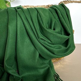 Super Soft Plain Pashmina Tassel Scarf in Forest Green