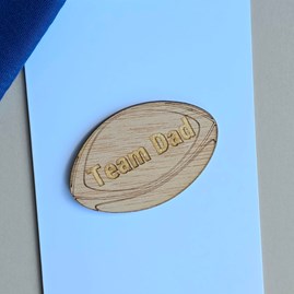 'Team Dad' Wooden Rugby Ball Token and Card 'Team Dad' Wooden Rugby Ball Token and Card