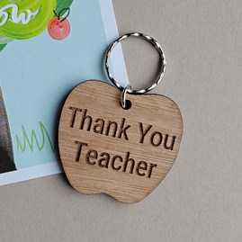 'Thank You Teacher' Wooden Keyring 'Thank You Teacher' Wooden Keyring