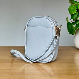 Cross Body Double Zip Bag in Denim Blue Cross Body Double Zip Bag in Denim Blue