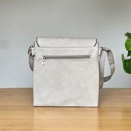 Cross Body Press Stud Bag in Light Grey Cross Body Press Stud Bag in Light Grey