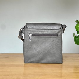 Cross Body Press Stud Bag in Dark Grey