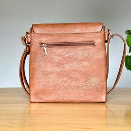 Cross Body Press Stud Bag in Brown Cross Body Press Stud Bag in Brown