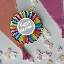 Rainbow 'Happy Birthday' Badge