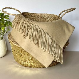 Super Soft Plain Pashmina Tassel Scarf in Camel