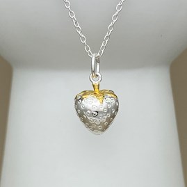 Personalised Strawberry Charm Sterling Silver Necklace Personalised Strawberry Charm Sterling Silver Necklace