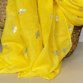 Silver Bee Print Scarf in Yellow