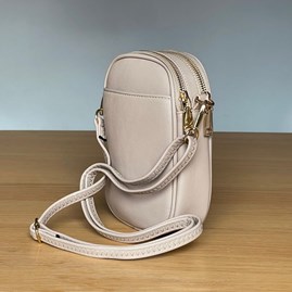 Cross Body Double Zip Bag in Beige Cross Body Double Zip Bag in Beige