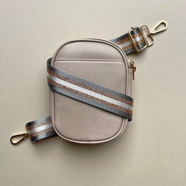 Cross Body Double Zip Bag in Beige Cross Body Double Zip Bag in Beige