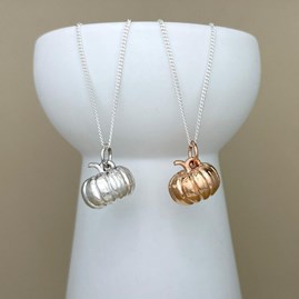 Personalised Large Pumpkin Sterling Silver Necklace Personalised Large Pumpkin Sterling Silver Necklace