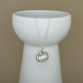 Personalised Large Pumpkin Sterling Silver Necklace Personalised Large Pumpkin Sterling Silver Necklace